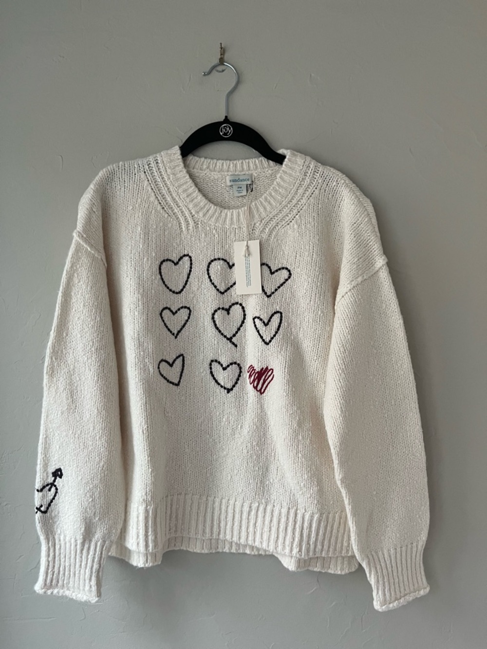 SUNDANCE CHUNKY KNIT HEART SWEATER PM PETITE M - Picture 1 of 3